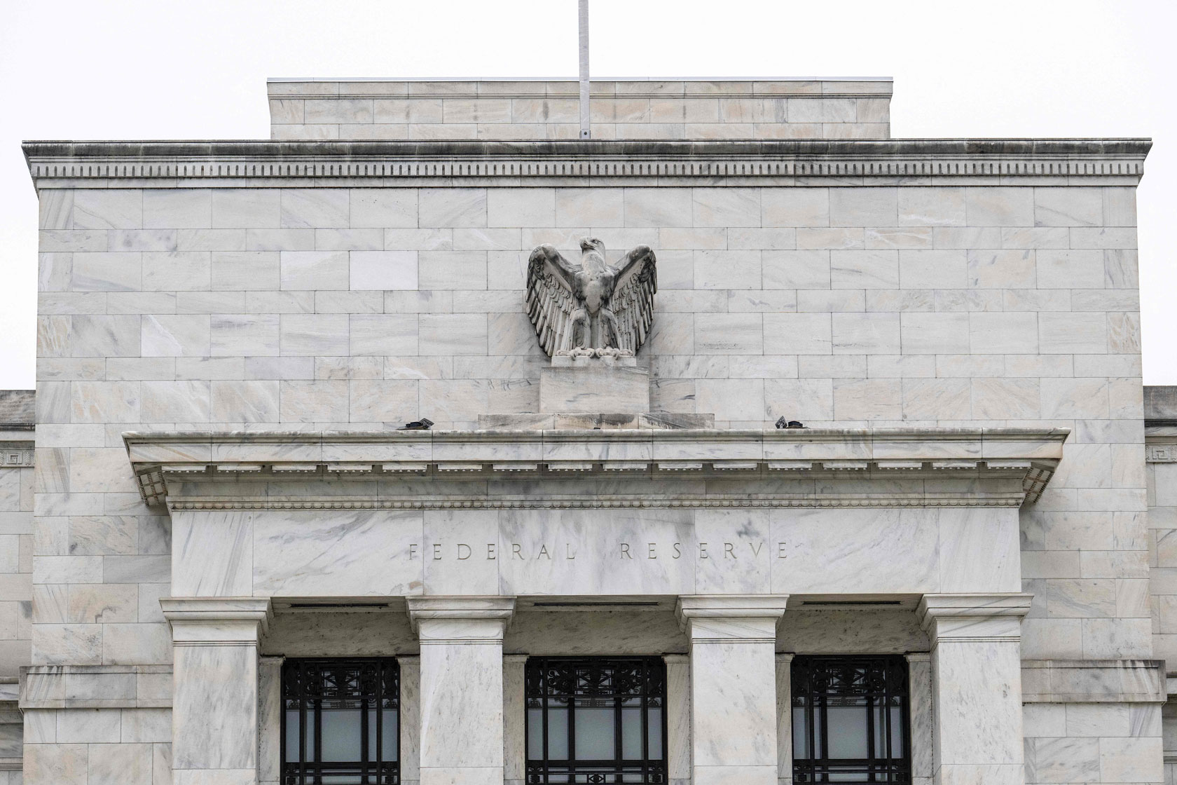 The front of the Federal Reserve building is seen in Washington, D.C.