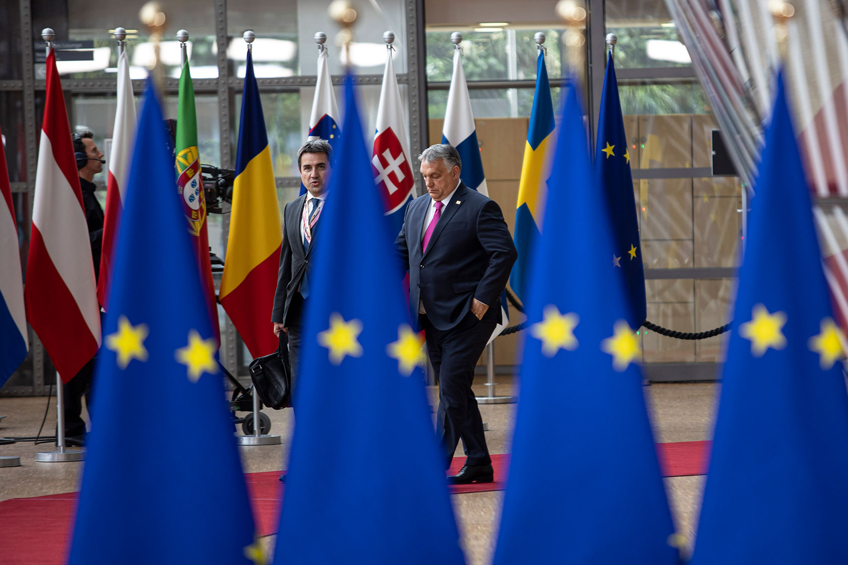 Hungarian Prime Minister Viktor Orbán arrives at the special EU summit in Brussels.