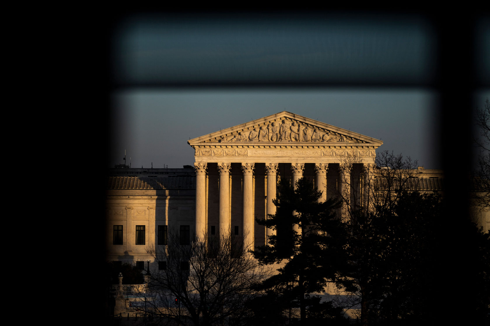 The U.S. Supreme Court is pictured at sunset on January 27, 2022.