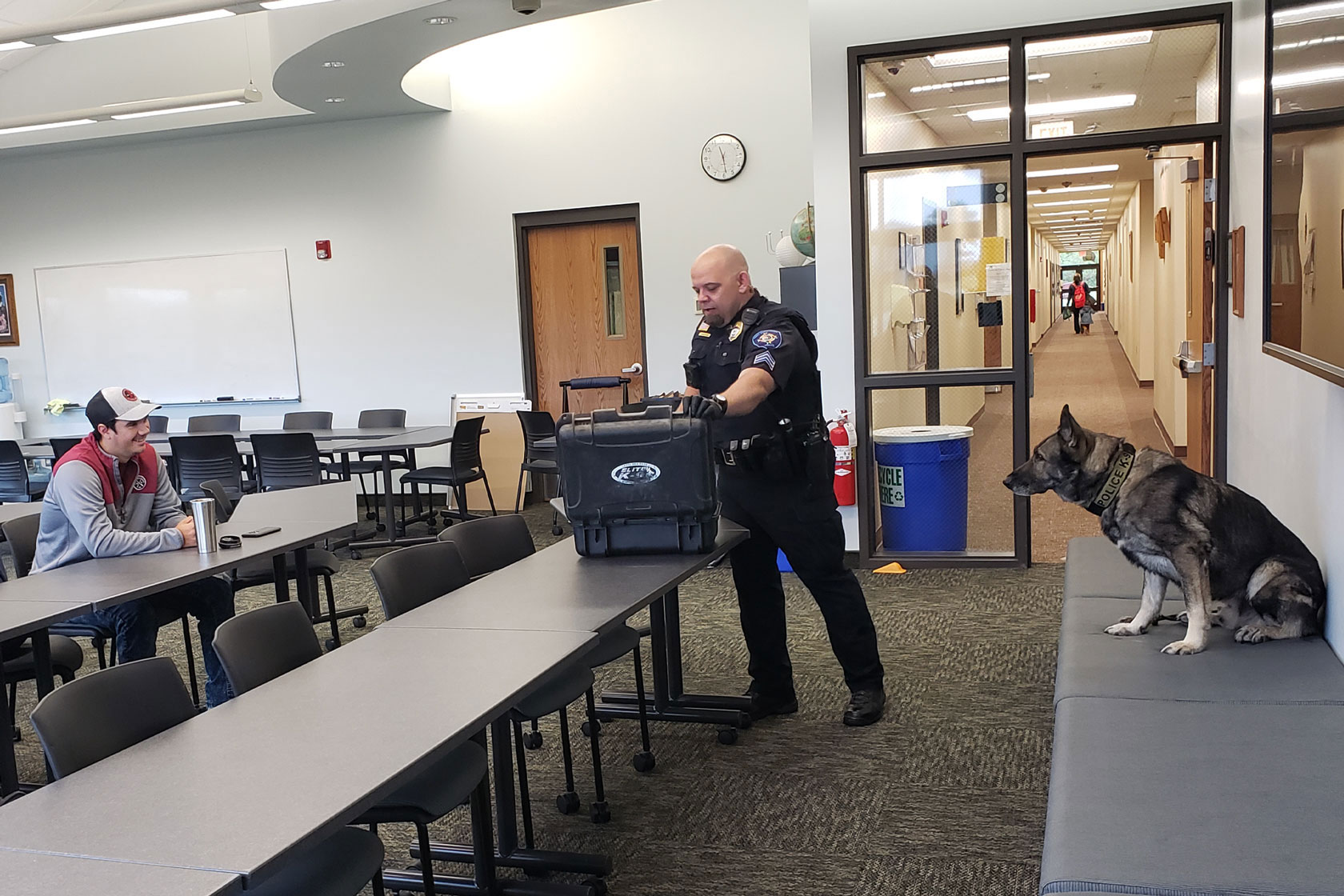Jamie Allen of the White Earth Police Department conducts a demonstration for LLTC students.