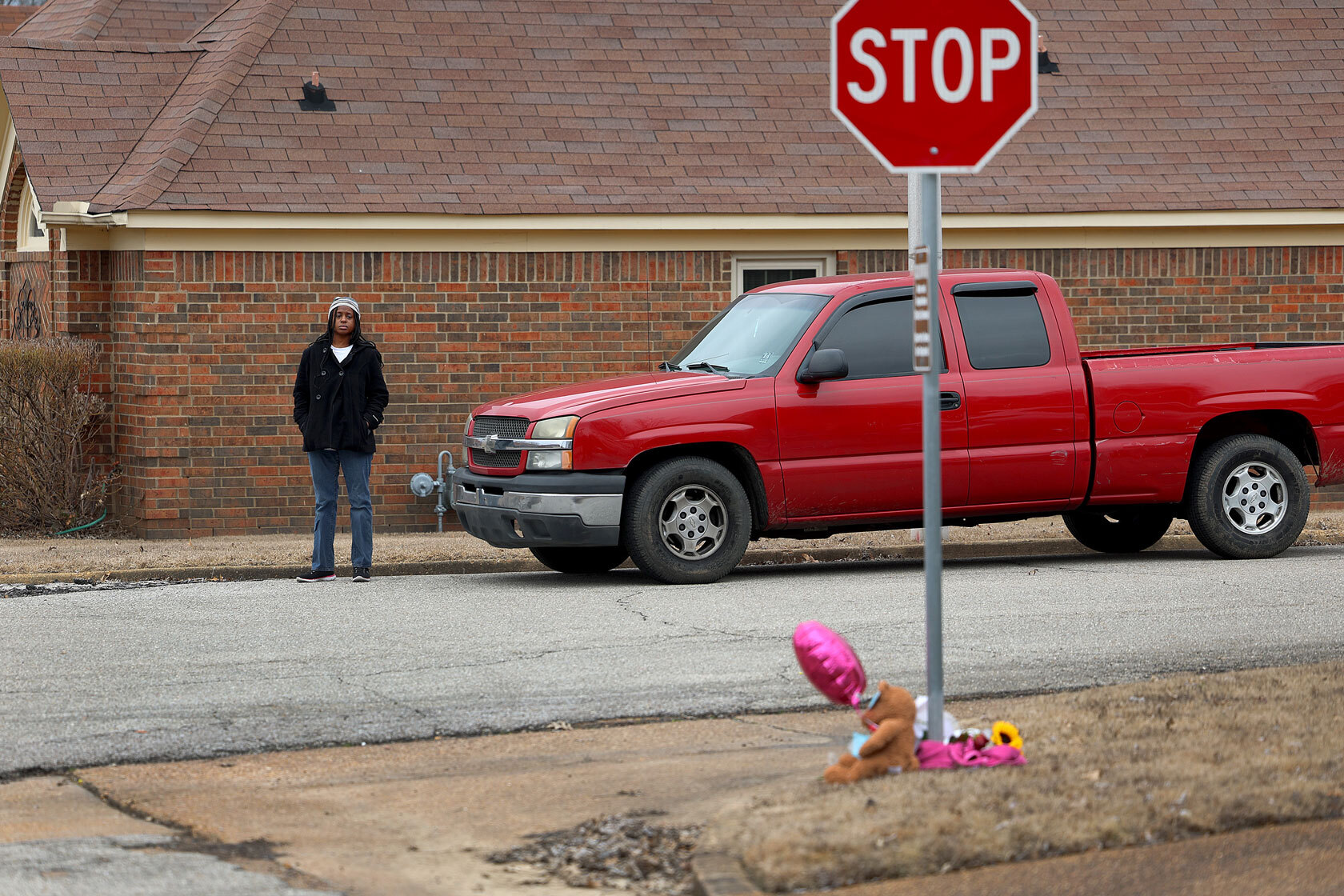 A makeshift memorial near the location where Tyre Nichols was beaten by Memphis police officers on January 28, 2023 in Memphis, Tennessee.