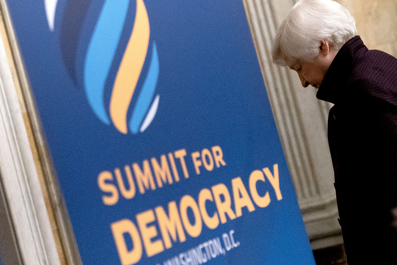 U.S. Treasury Secretary Janet Yellen departs after delivering the opening remarks for the 2023 Summit for Democracy.