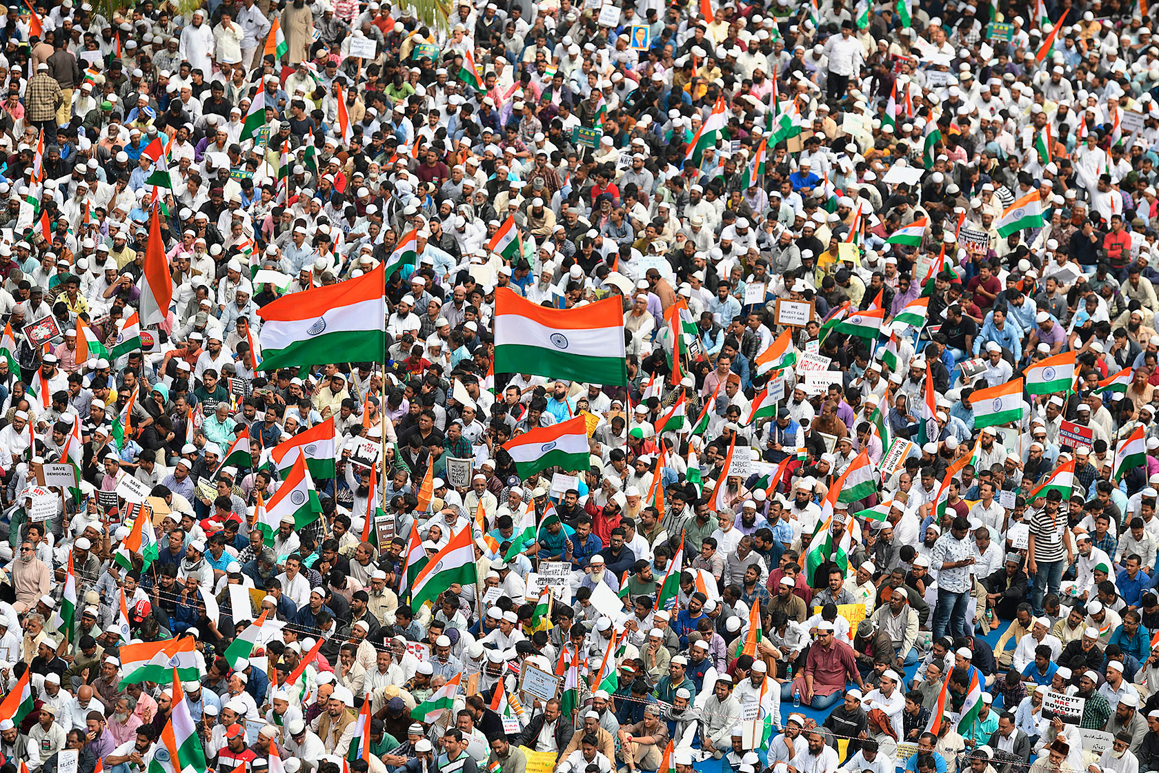 Demonstrators gather in Bengaluru, India, to take part in a rally against the country’s new citizenship law, December 2019.