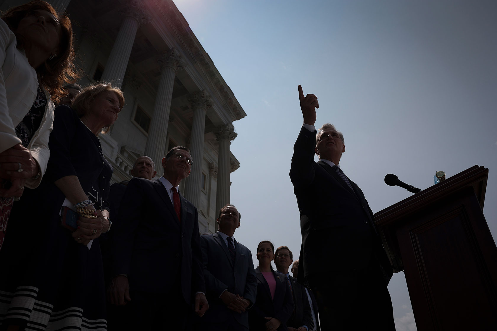 House Speaker McCarthy calls on a reporter.