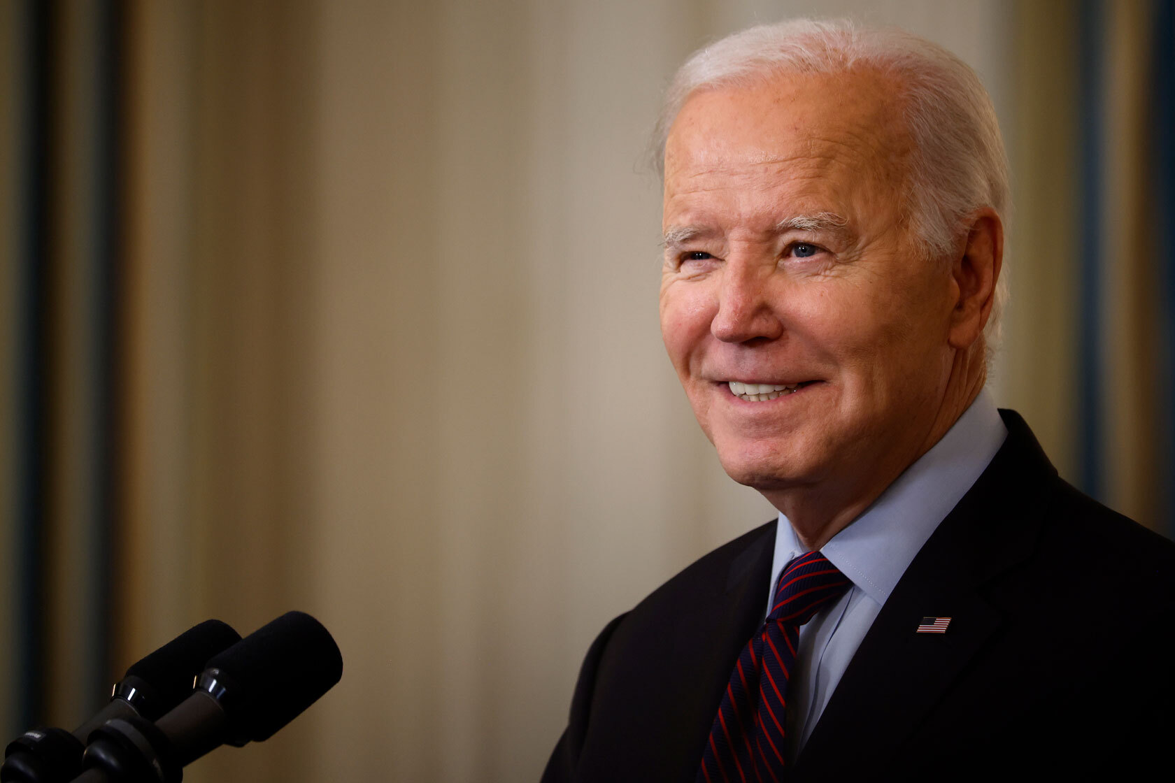 U.S. President Joe Biden delivers remarks.