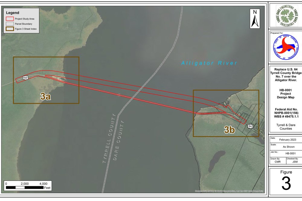 The proposed bridge rebuild is outlined in red on a map showing an aerial view of the bridge.