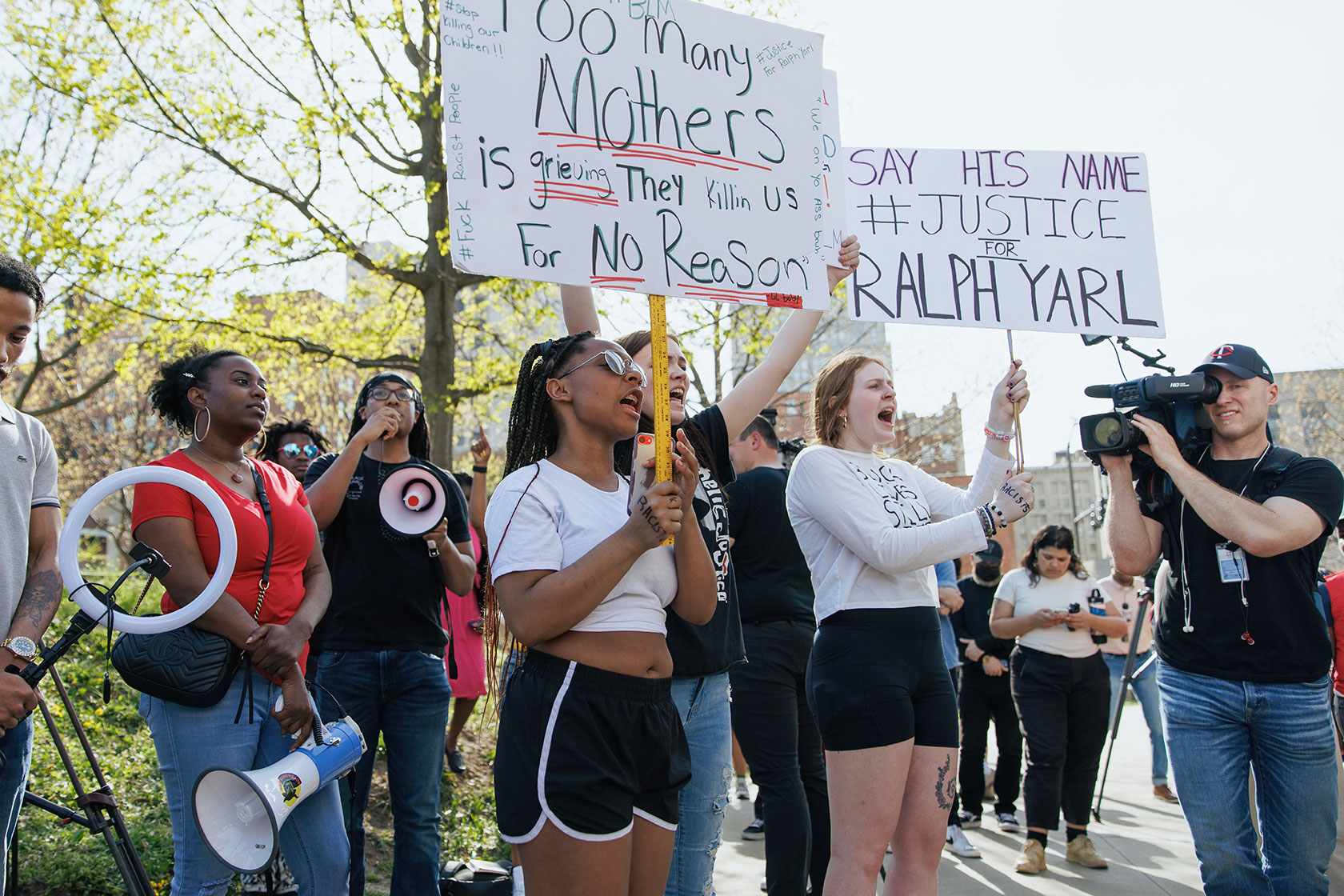 Protesters attend a rally for Ralph Yarl in Kansas City, Missouri.