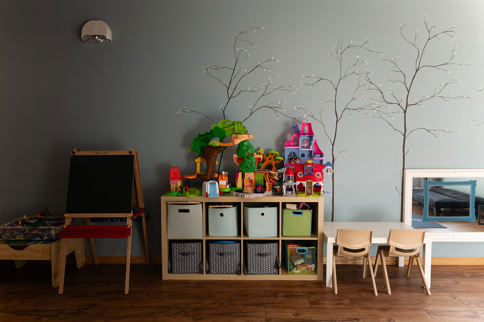 An empty classroom is pictured at a New Glarus, Wisconsin, child care center.