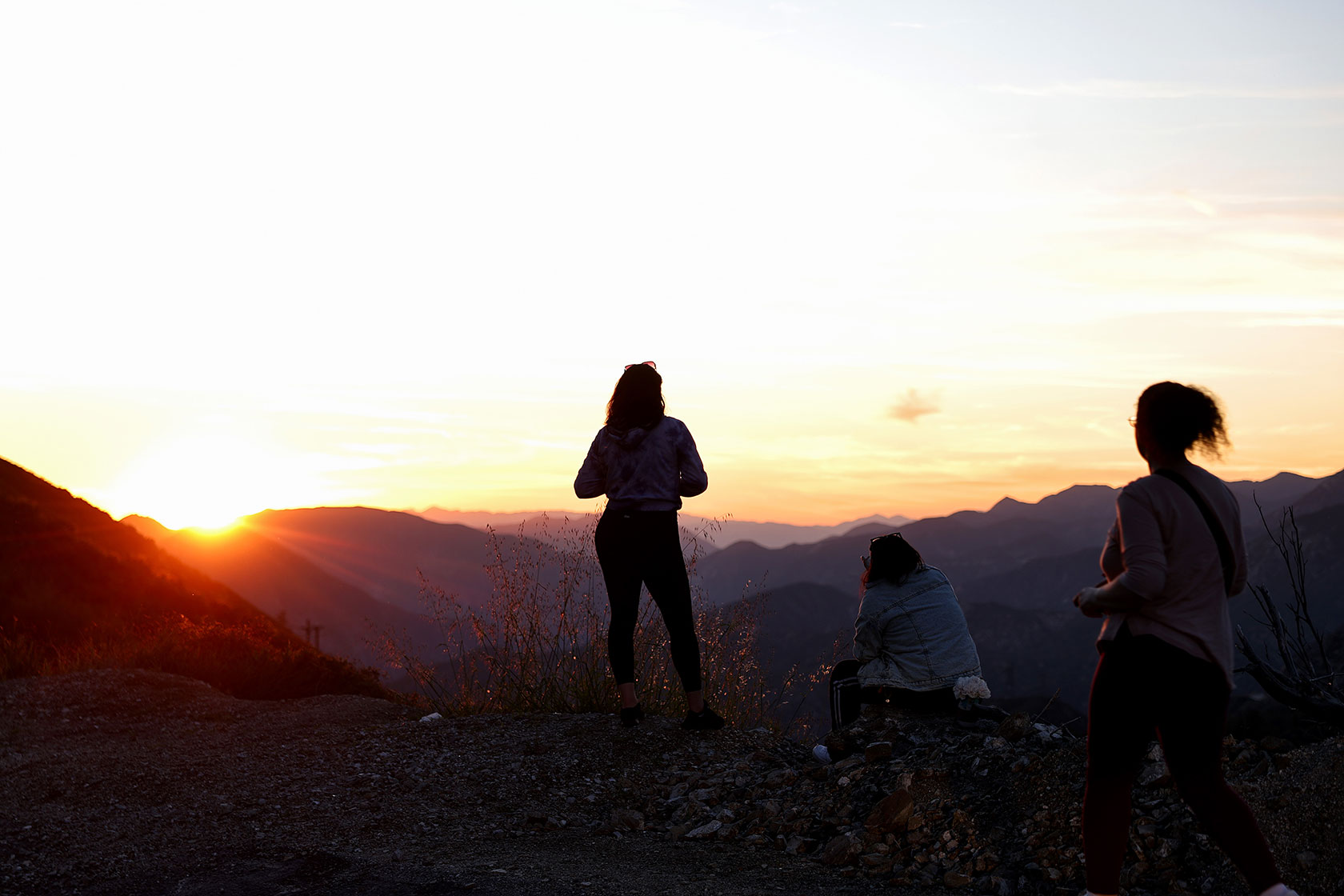 People view the sunset from a proposed expansion area of the San Gabriel Mountains National Monument.