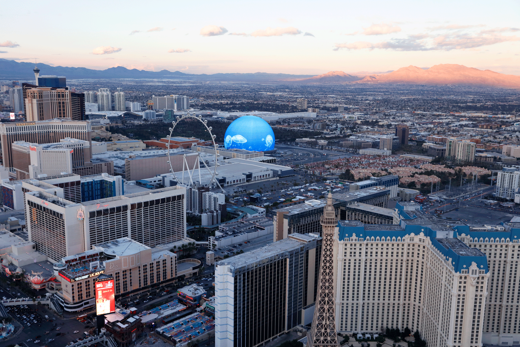 An aerial view of Las Vegas.