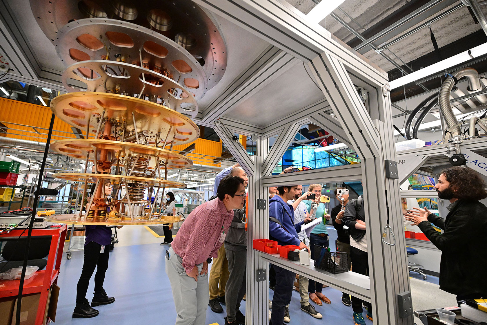 The lead engineer of Google Quantum AI gives the media a tour of the quantum computing lab.