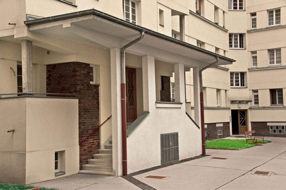 The inner courtyard of Dietrichgasse, a social housing complex, is seen in the district of Landstrasse in Vienna, Austria, in 2013.