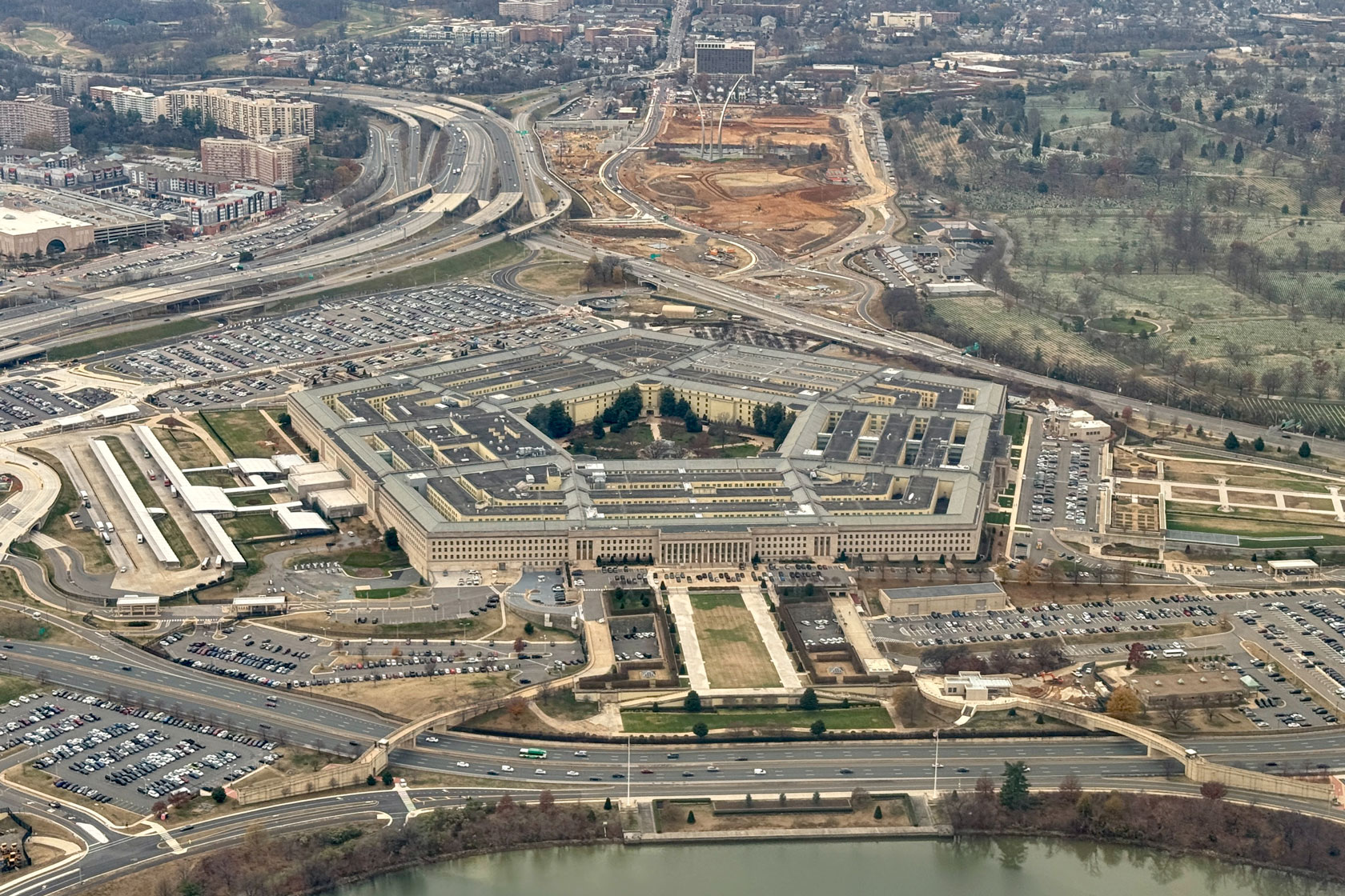 An aerial view of the Pentagon.