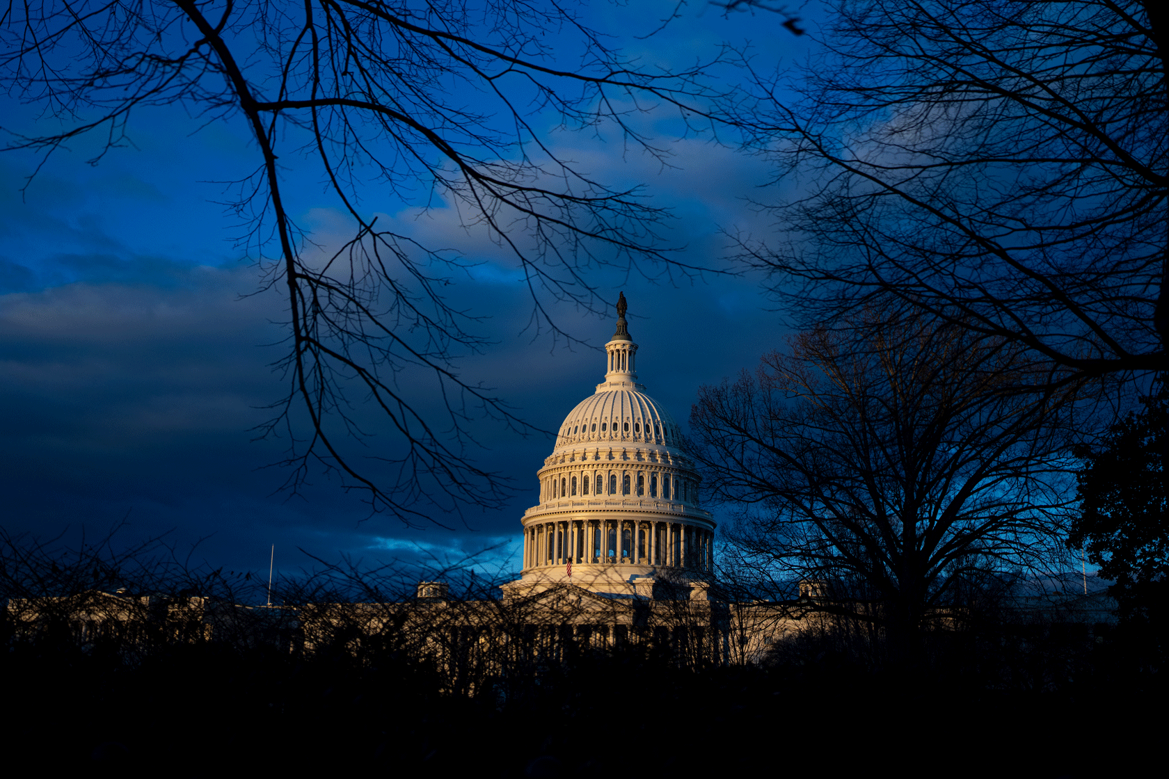 Sunrise light hits the U.S. Capitol Dome, January 2025.