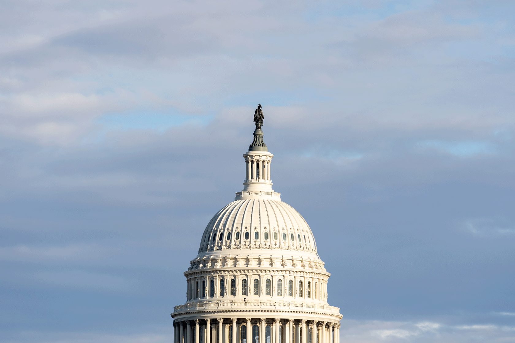 The U.S. Capitol building is seen on a cloudy day, January 18, 2025.