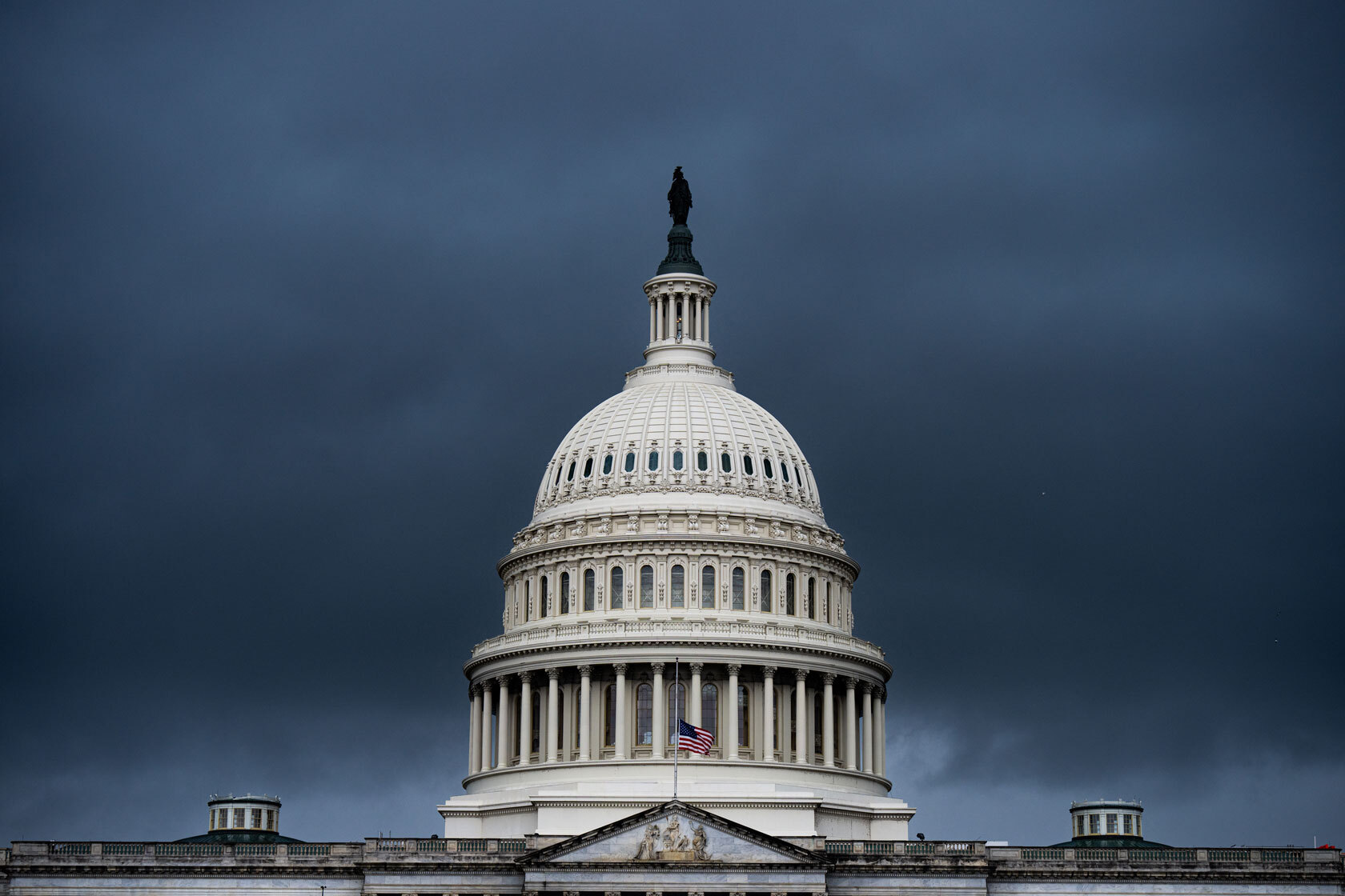 A line of severe storms moves over the U.S. Capitol.