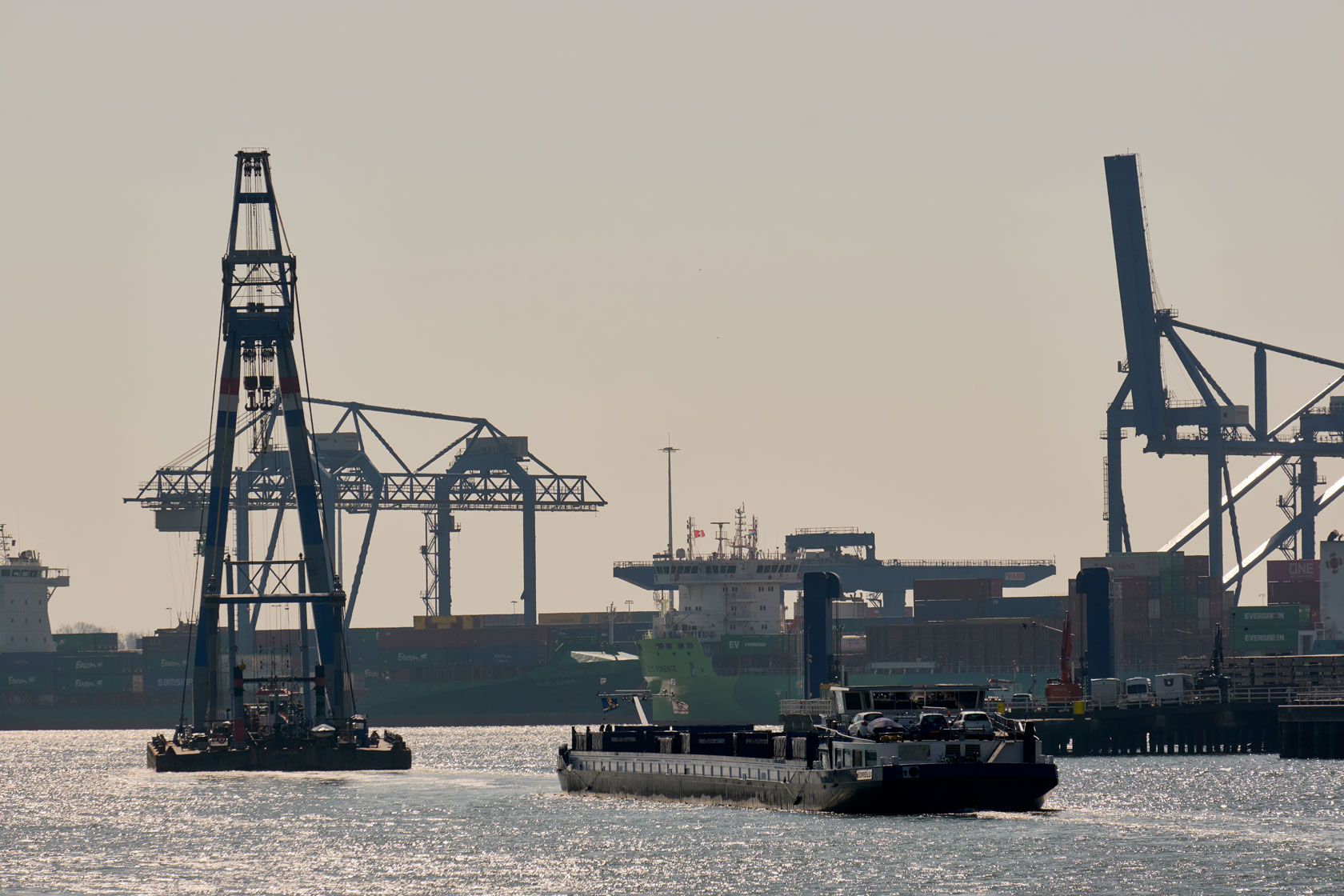 A ship moves through the Port of Rotterdam in the Netherlands, on April 3, 2025.