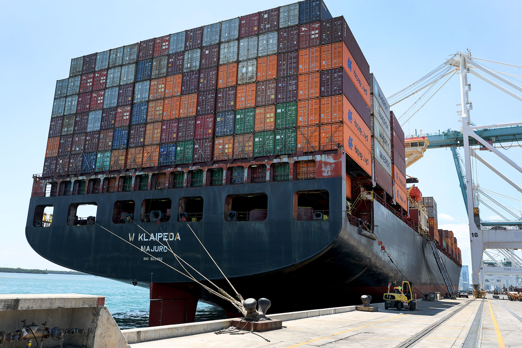 Shipping containers stacked on a cargo ship
