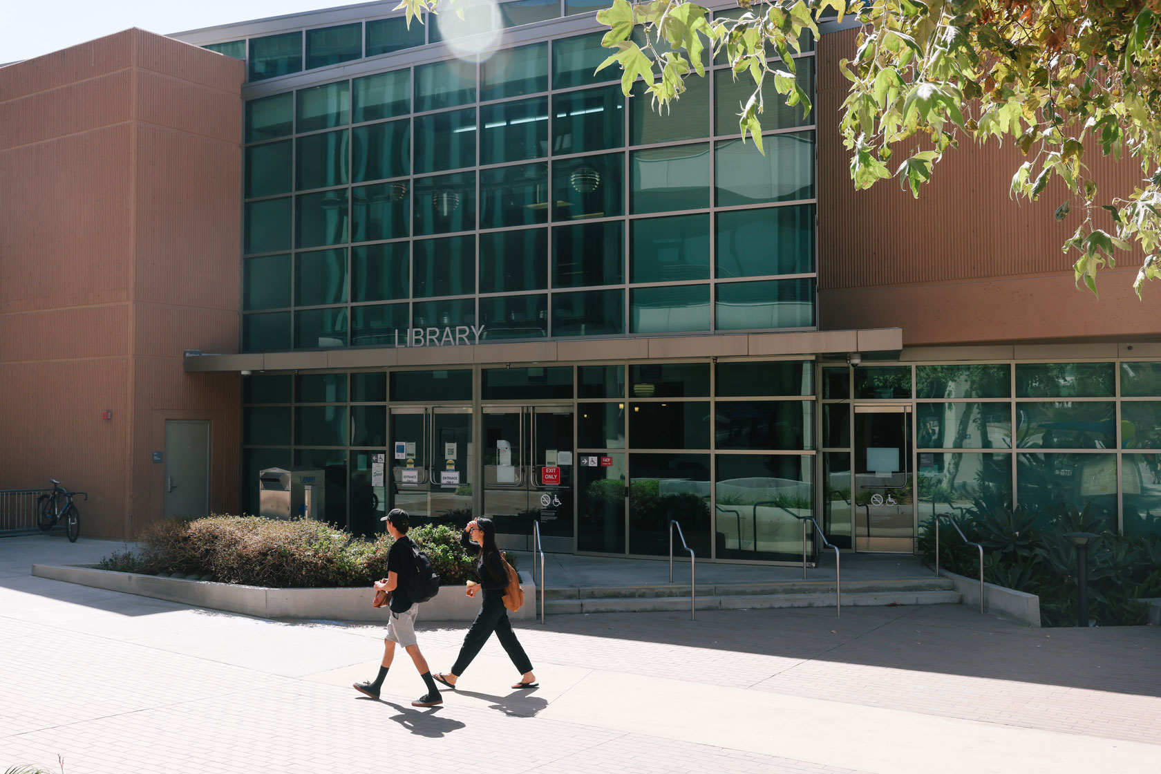 Students walk past the library at East Los Angeles College on September 27, 2022, Los Angeles, California.