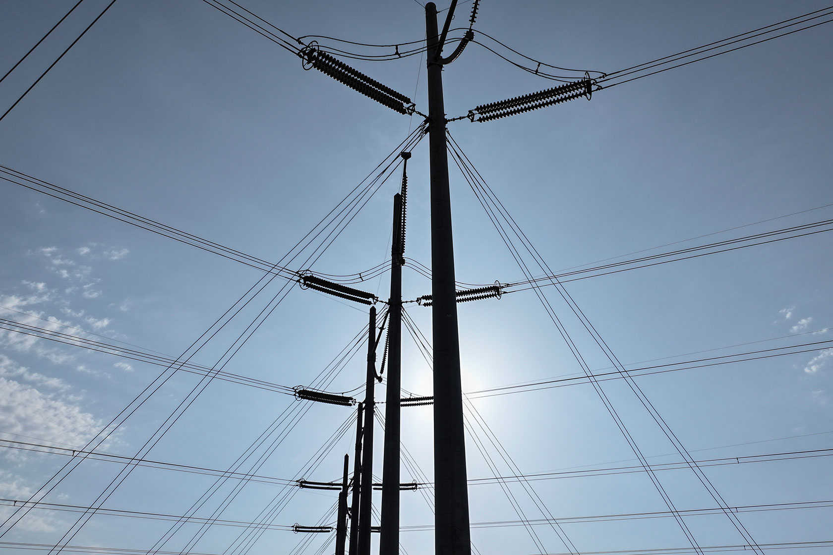 Power lines in the sky