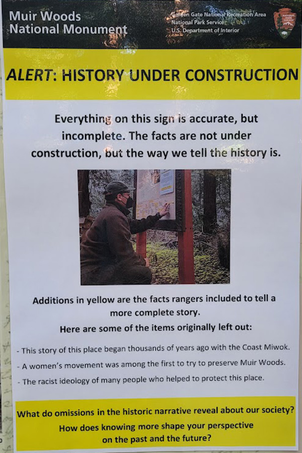 A Muir Woods exhibit called “History Under Construction” is pictured