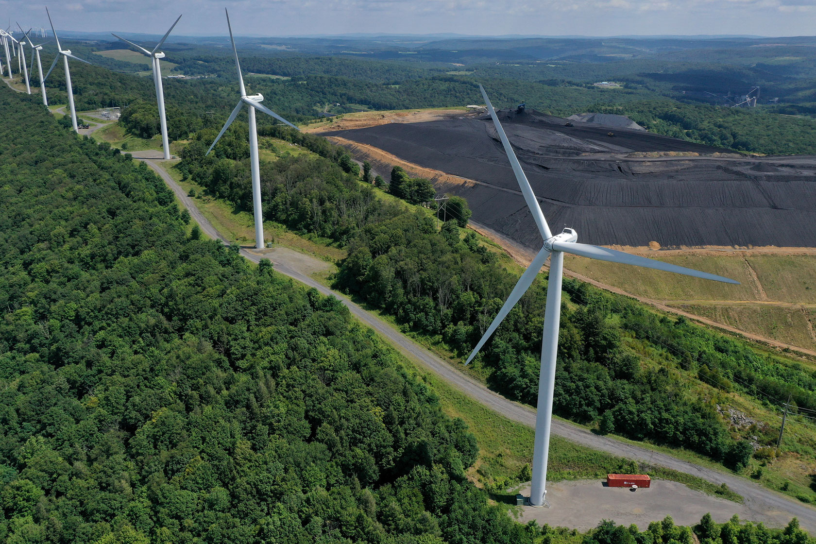 Turbines from the Roth Rock wind farm are seen in Oakland, Maryland, August 23, 2022.