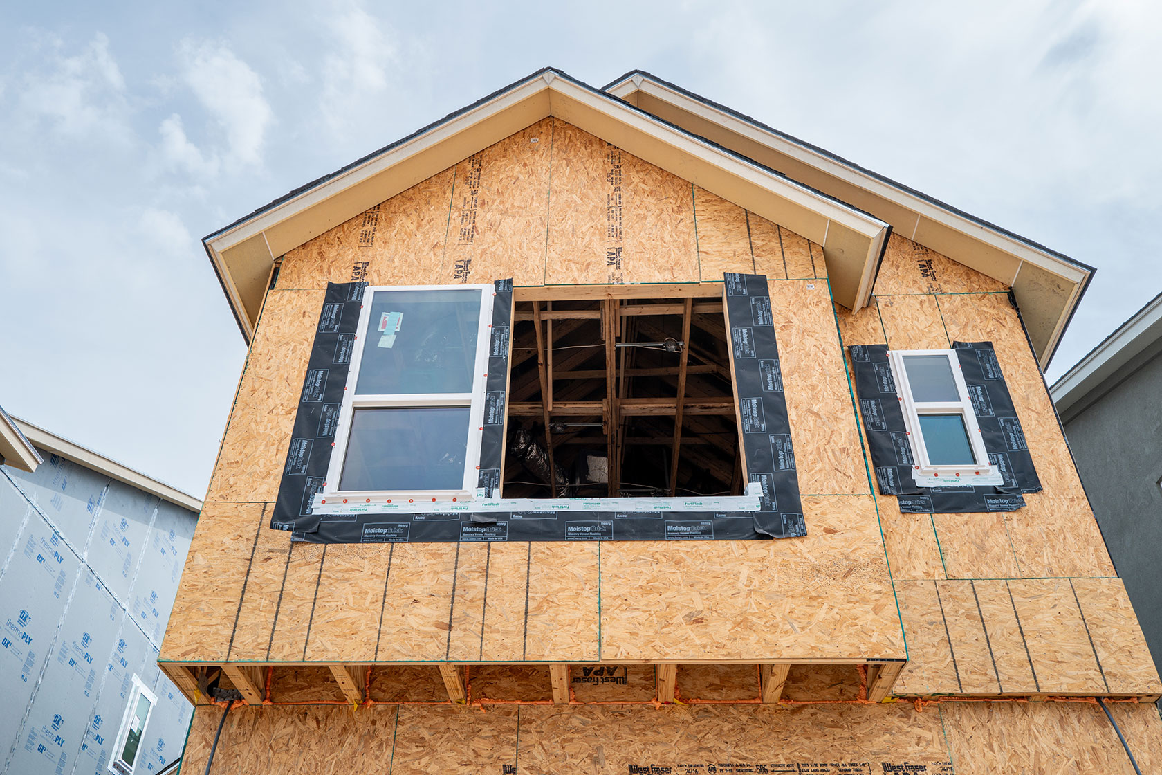 Front window of a house under construction