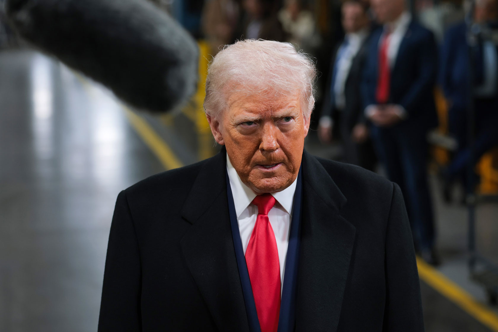 President Donald Trump tours the assembly line at the Ford River Rouge Complex in Dearborn, Michigan.