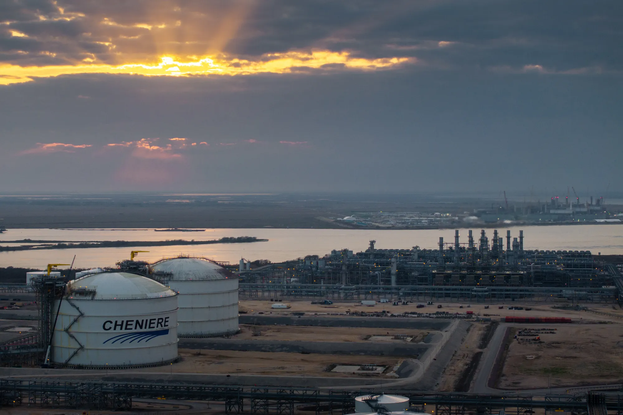 The Sabine Pass LNG plant is seen in Cameron, Louisiana.