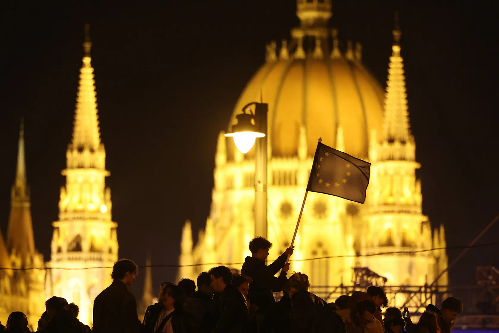 The Hungarian Parliament Building is seen following a resounding Tisza Party win on April 12, 2026.