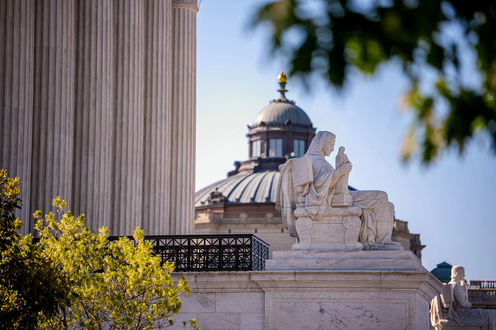 The marble “Contemplation of Justice” statue is seen outside the Supreme Court.
