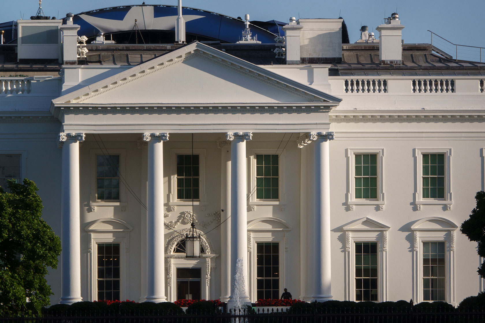 Close-up of the exterior of the White House